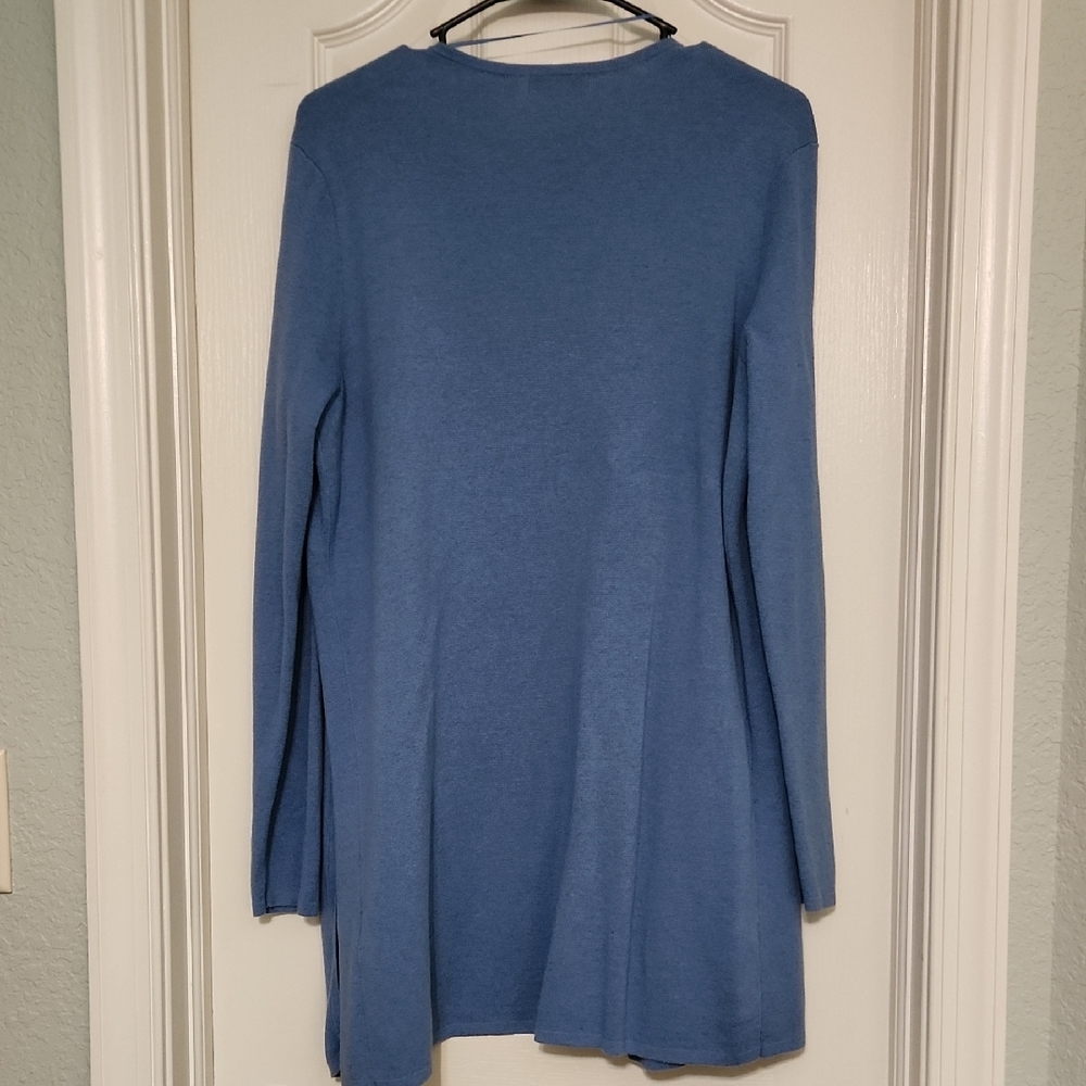 Women's Blue Open Front Cardigan - Picture 5 of 6